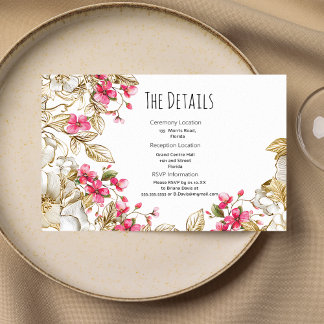 D'accompagnement Carte de détails floraux luxueux rose blanc or