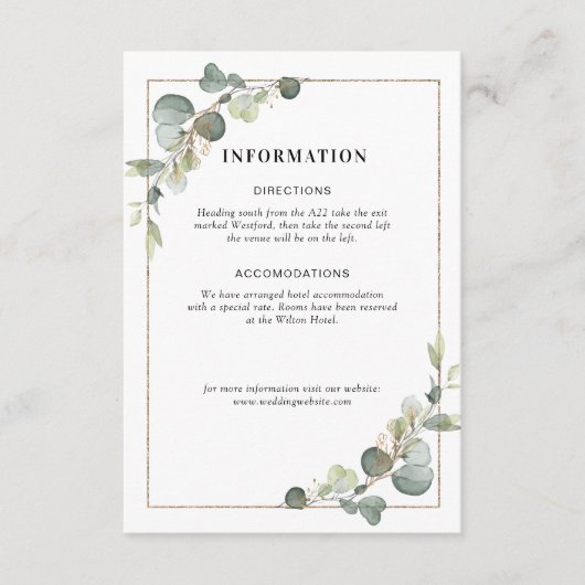 D'accompagnement carte de détails géométriques du mariage eucalyptu (Devant)