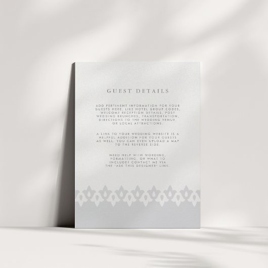 D'accompagnement Carte de détails Mariage Arabesque | Perle d'argen