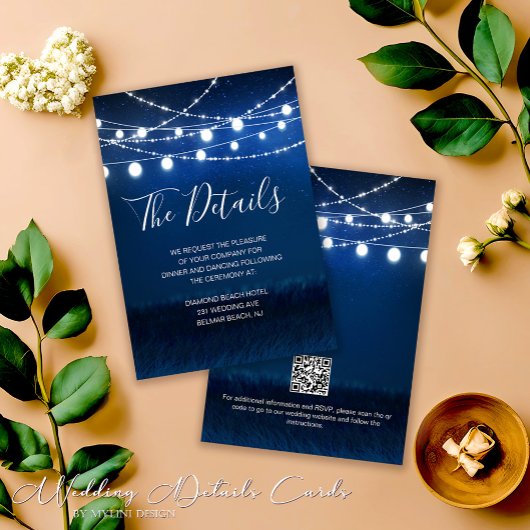 D'accompagnement Carte de détails Mariage bleu et argent avec code 