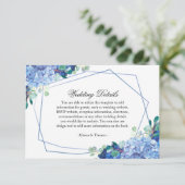 D'accompagnement carte de détails mariage bleu hydrangea eucalyptus (Debout devant)