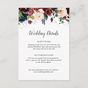 D'accompagnement carte de détails mariage bleu marine