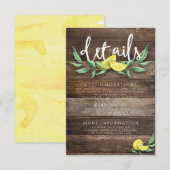 D'accompagnement CARTE DE DÉTAILS | Mariage citron en bois rustique (Devant / Derrière)