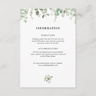 D'accompagnement carte de détails mariage de l'eucalyptus green