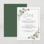 D'accompagnement carte de détails mariage de l'eucalyptus green (Devant / Derrière)