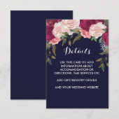 D'accompagnement Carte de détails mariage de marine rose bordeaux f (Devant / Derrière)