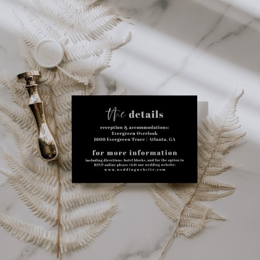 D'accompagnement Carte de détails Mariage de typographie moderne en