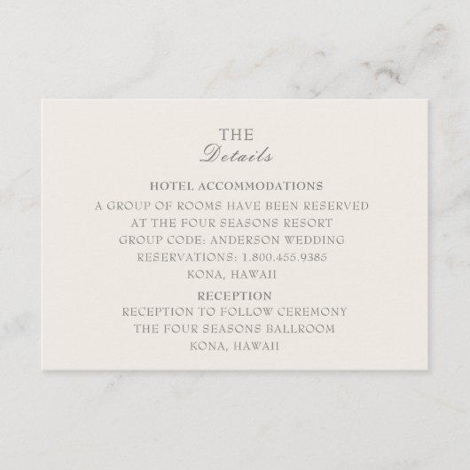 D'accompagnement Carte de détails Mariage Ecru (Devant)