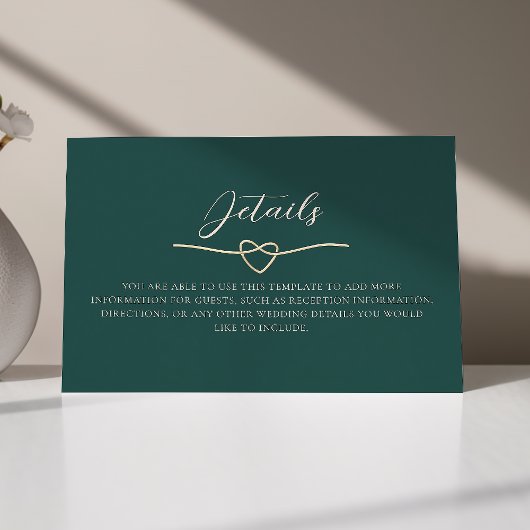 D'accompagnement Carte de détails Mariage Emerald Green