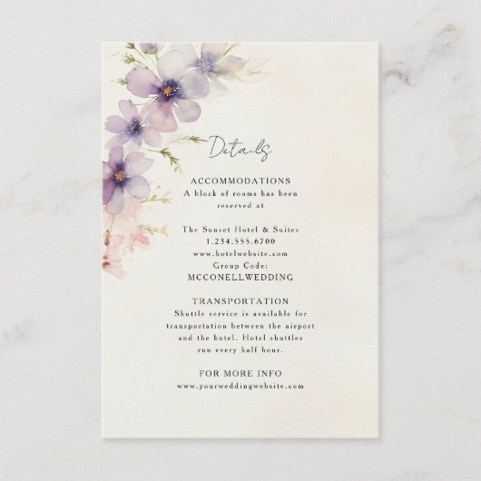 D'accompagnement carte de détails mariage floral couleur aquarelle  (Devant)