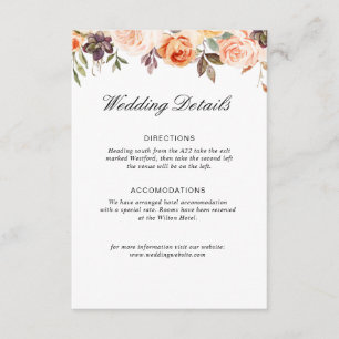 D'accompagnement carte de détails mariage floral d'automne