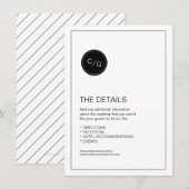 D'accompagnement Carte de détails mariage moderne noir et blanc (Devant / Derrière)