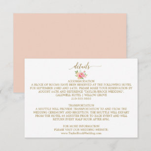 D'accompagnement Carte de détails Mariage Peach and Pink Peony Flow