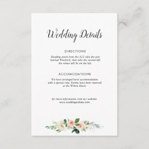 D'accompagnement carte de détails mariage rose