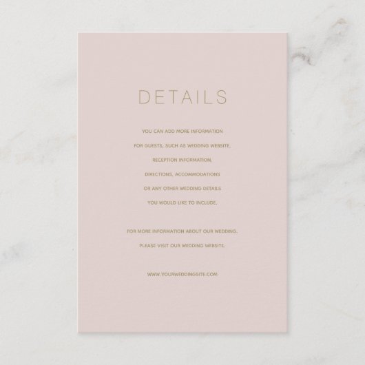 D'accompagnement Carte de détails Mariage rose beige simple et mode (Devant)
