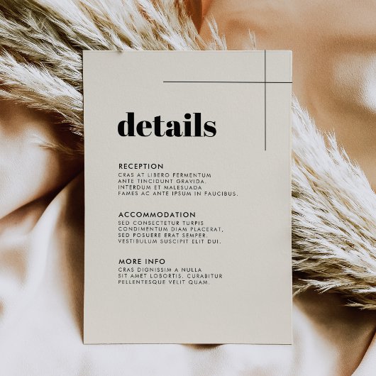 D'accompagnement Carte de détails mariage simple et élégante