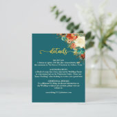 D'accompagnement Carte de détails mariage - Turquoise & orange (Debout devant)
