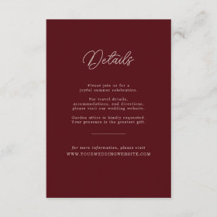 D'accompagnement Carte de détails minimale Rose Poussiéreuse Bourgo