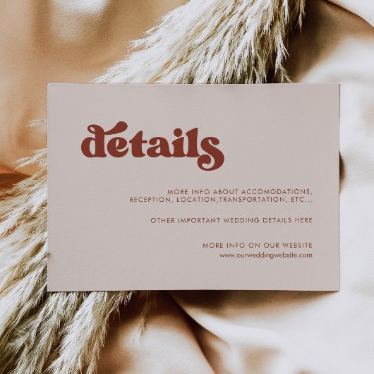 D'accompagnement Carte de détails stylé retro mariage rose pêche