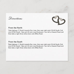 D'accompagnement Carte de direction coeurs diamant noir et blanc