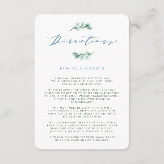 D'accompagnement Carte de direction de mariage avec jardin de plant (Devant)