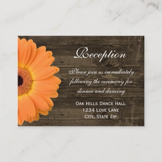 D'accompagnement Carte de direction de mariage orange Daisy (Devant)