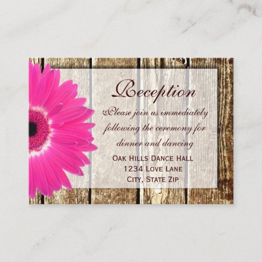 D'accompagnement Carte de direction de mariage rose Gerber Daisy (Devant)