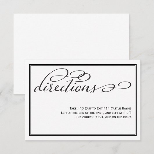 D'accompagnement Carte de direction Mariage de script de calligraph (Devant / Derrière)