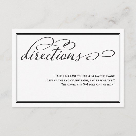 D'accompagnement Carte de direction Mariage de script de calligraph (Devant)