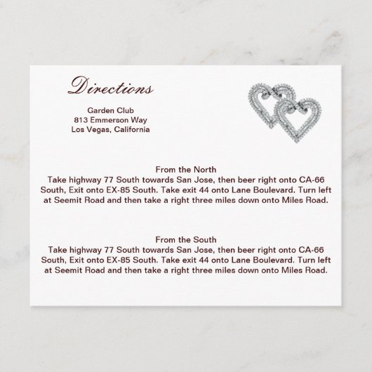 D'accompagnement Carte de direction personnalisée des coeurs de cit (Devant)