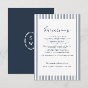 D'accompagnement Carte de directions de mariage à rayures nautiques
