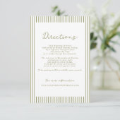 D'accompagnement Carte de directions de mariage moderne vert olive (Debout devant)
