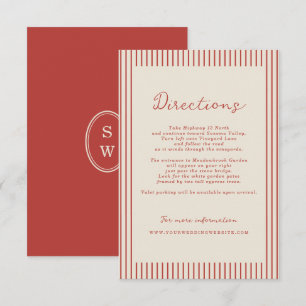 D'accompagnement Carte de directions de mariage rayée rouge tomate