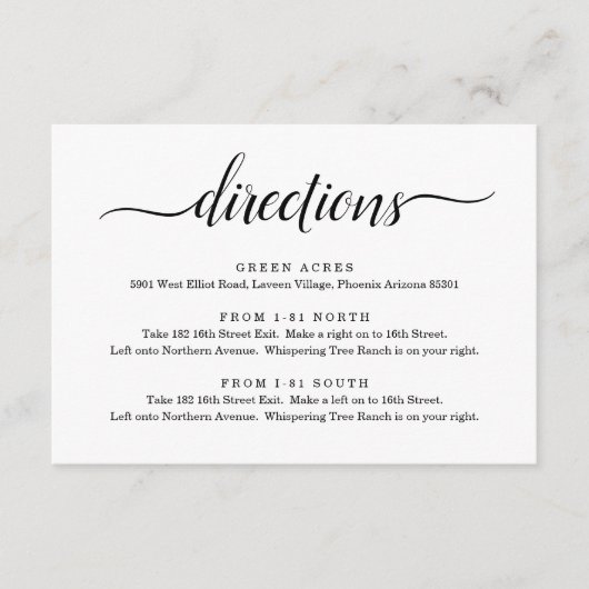 D'accompagnement Carte de directions simple (Devant)