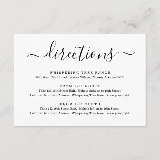 D'accompagnement Carte de directions - Simple (Devant)