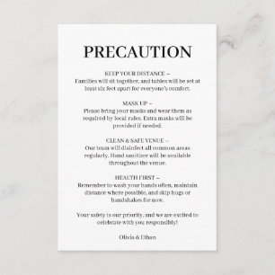 D'accompagnement Carte de directives de sécurité pour mariage Covid