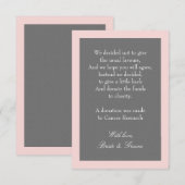 D'accompagnement Carte de don pour mariage gris et rose blush (Devant / Derrière)