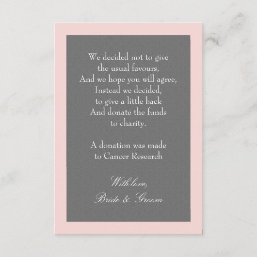 D'accompagnement Carte de don pour mariage gris et rose blush (Devant)