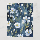 D'accompagnement Carte de douche de mariée minimale de fleurs bleue (Dos)