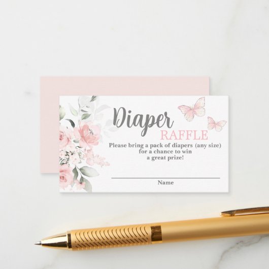 D'accompagnement Carte de fermeture à rabat Baby shower papillon (Devant/Arrière en situation)