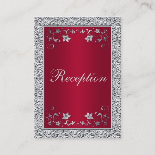D'accompagnement Carte de fermeture florale Foil Red, Silver FAUX (Devant)