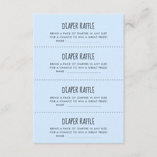 D'accompagnement Carte de jeu Cute blue Baby shower Diaper Raffle (Devant)