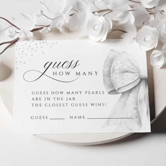 D'accompagnement Carte de jeu de baby shower 'Perles au ruban blanc