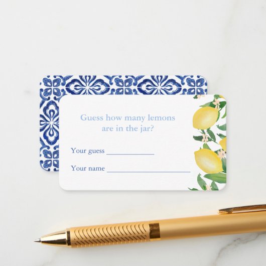 D'accompagnement Carte de jeu de douche de mariage Combien de citro (Devant/Arrière en situation)