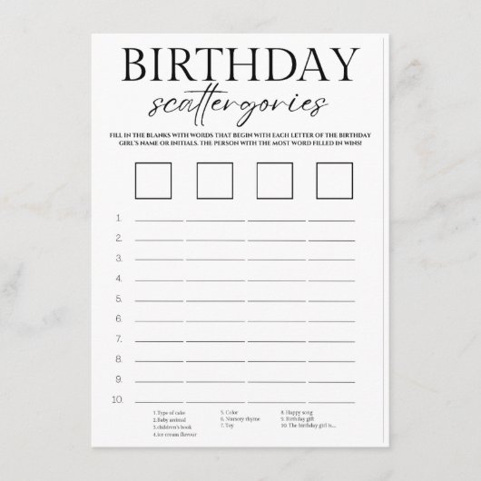 D'accompagnement Carte de jeu minimaliste d'anniversaire (Devant)