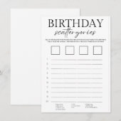 D'accompagnement Carte de jeu minimaliste d'anniversaire (Devant / Derrière)