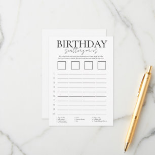 D'accompagnement carte de jeu Minimaliste pour anniversaire catégor