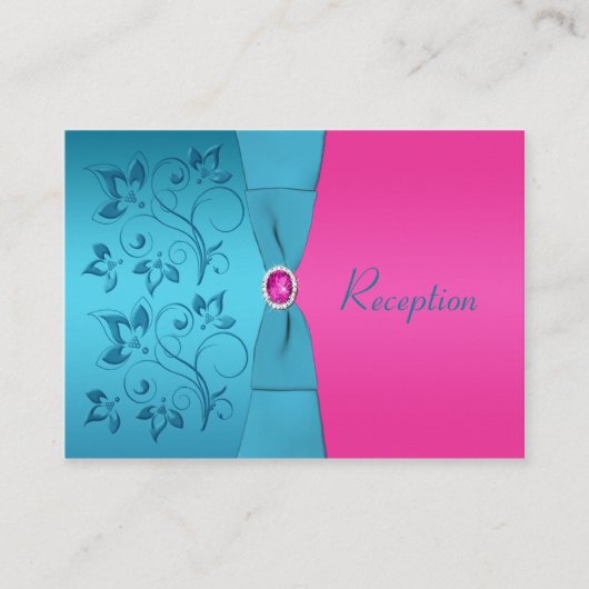 D'accompagnement Carte de la réception Fuchsia et Turquoise (Devant)