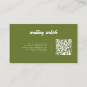 D'accompagnement Carte de mariage à carreaux avec code QR vert oliv (Devant)