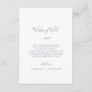 D'accompagnement Carte de Mariage bleu dusty à feuilles minimes